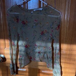 Zara Green Floral Fitted Blouse